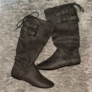 Gray “Moto” Boots